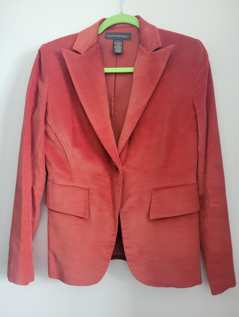 Banana Republic Fitted Women's Terracotta Coral Soft Corduroy Blazer Sz 4